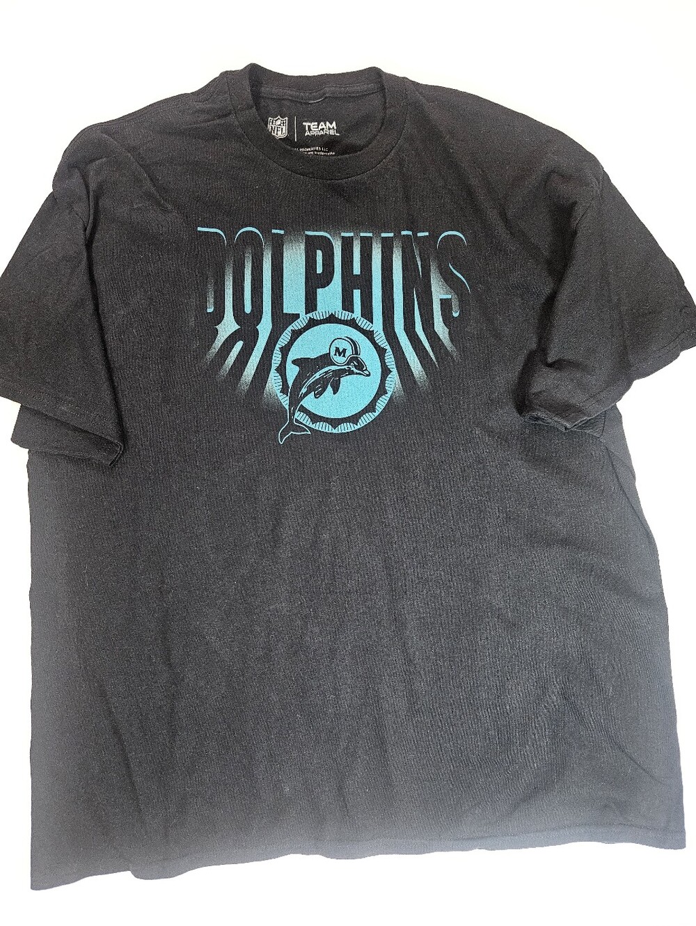NFL Team Apparel Miami Dolphins T-Shirt Mens Size 2XL Green Black Activewear Tee